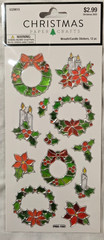 14 HL Christmas Paper Crafts Wreath, Candles Stained Glass Effect Sticker Packs
