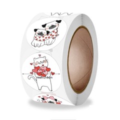 500Pcs/Roll Cute for Cat Dog Thank You Stickers Round Cartoon Animal Adhesive La