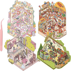 4 Oversized 3D DIY Stickers, Waterproof Quiet Book with Forests Decorating Mobil