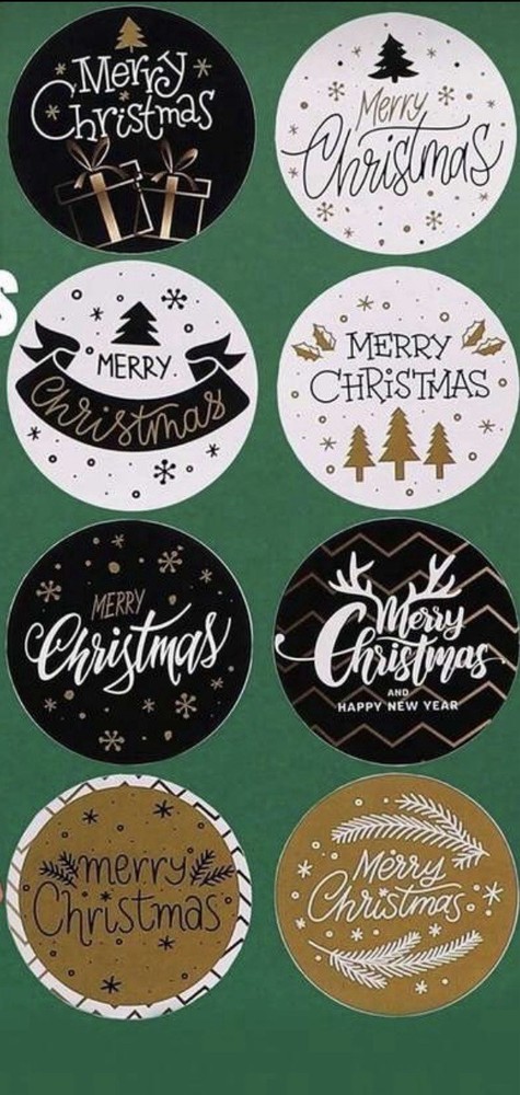 40 PCs Round 1 Inch Merry Christmas Stickers Business Envelope Seals Gift Tags