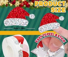 100 PCS Christmas Lights Tree Snow Santa Hat Gingerbread Metallic Foil Stickers