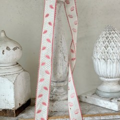 2.63 yards x 1.75 antique Pink French Ribbon silk woven 18th century note hand