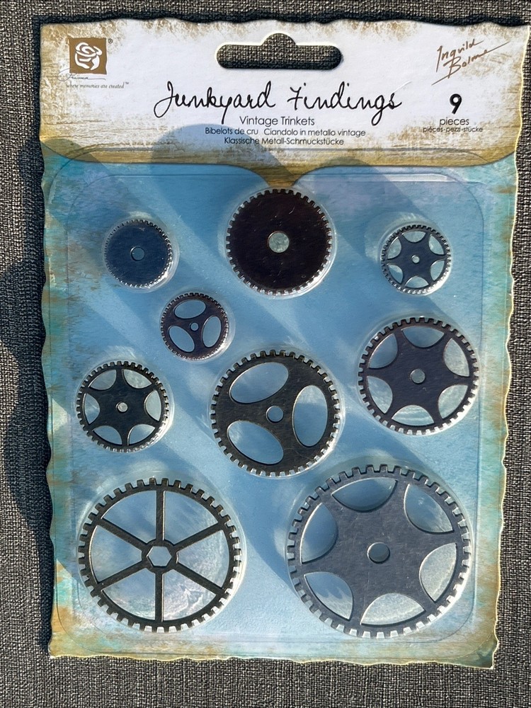 Prima Junkyard Findings Metal Gears Trinkets 9 pc Steam Punk Craft Embelishments
