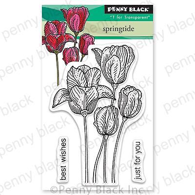 New Penny Black RUBBER STAMP clear SPRINGTIDE TULIPS SET