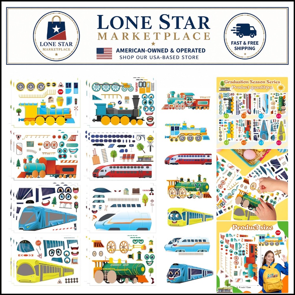 High-Quality Train Stickers Sheets for Kids – DIY Creativity & Party Supplies