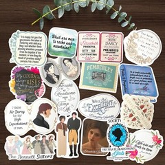 Jane Austen Book Lover Vinyl Waterproof Sticker Pack of 30 – No Duplicates