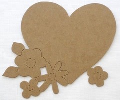 {4} HEART w/ Flower Accents – Bare Chipboard Die Cuts – 4.5″ x 5″