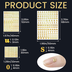 6 Sheets 0.16″ Small Letter Stickers, Gold Metallic 0-9 Number A-Z Alphabet Stic