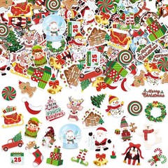 JULBEAR Christmas Foam Sticker, 300Pcs Winter Bulk Colorful Printing Self-Adhesi