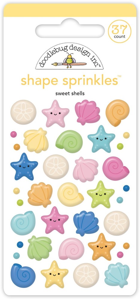Doodlebug Sprinkles Puffy Stickers Sweet Shells Seashells Colorful Starfish Clam