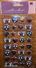 Sticko Puffy Peace Signs Rainbows Stars Hearts Wing Scrapbook Sticker Card Craft