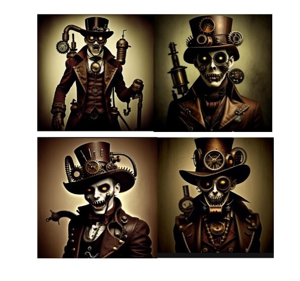 8 Set Scary Skeleton Steampunk Tags Junk Journal Scrapbook USA Seller