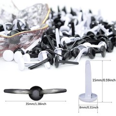 200 PCS Metal Brads Paper Fastener 8x15mm Black White Scrapbook Card Making DIY