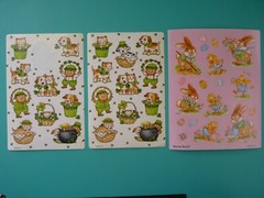 Vtg American Greetings Stickers ST PATRICKS & BLOOMER BUNNY (3) Loose Sheets