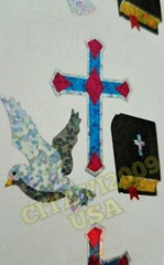 HAMBLY STUDIOS STICKERS RELIGIOUS 1ST. COMMUNION DOVE BIBLE CROSS RARE VINTAGE.