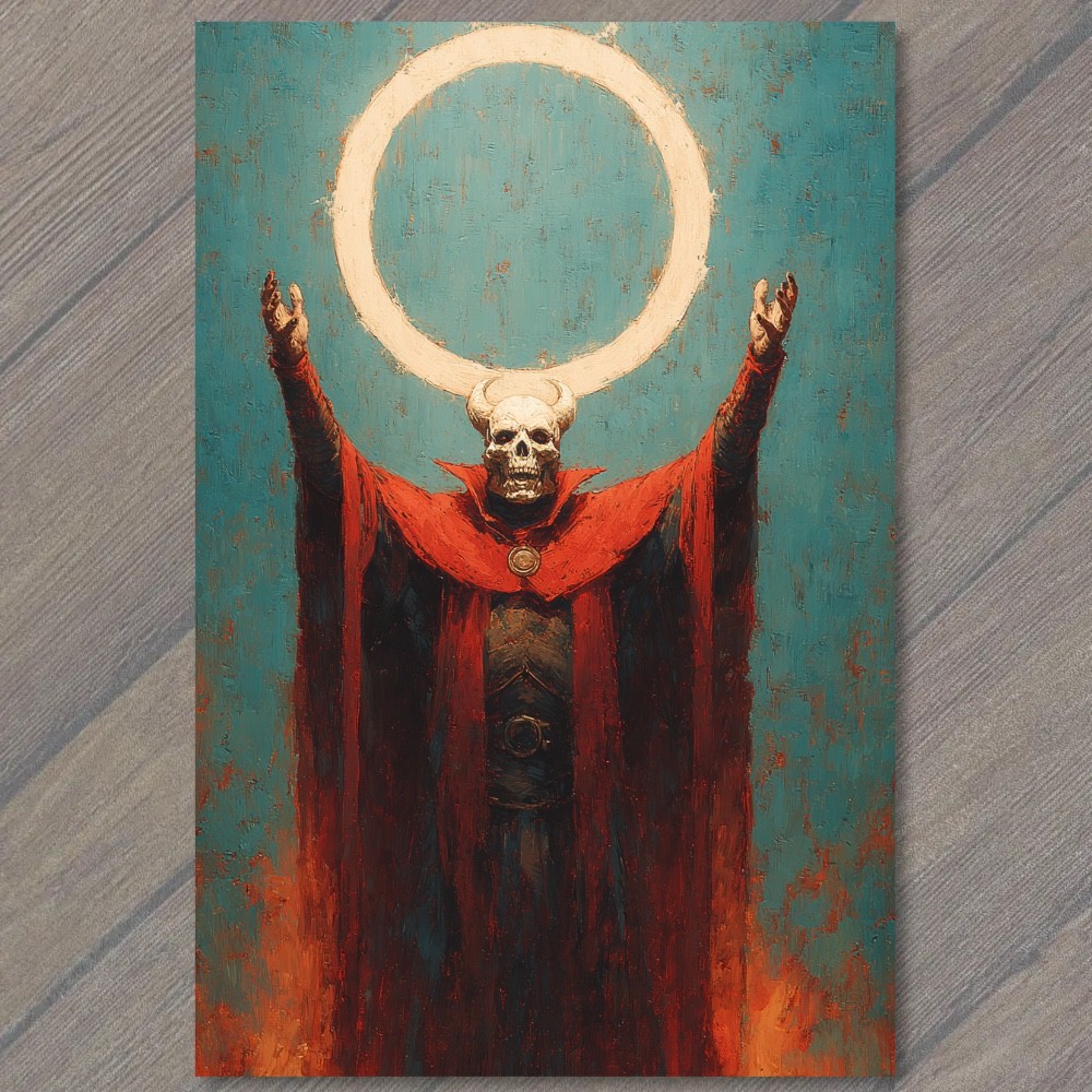 STICKER Skull Sorcerer Red Robe Halo Ring Ritual Occult Mystic Inferno