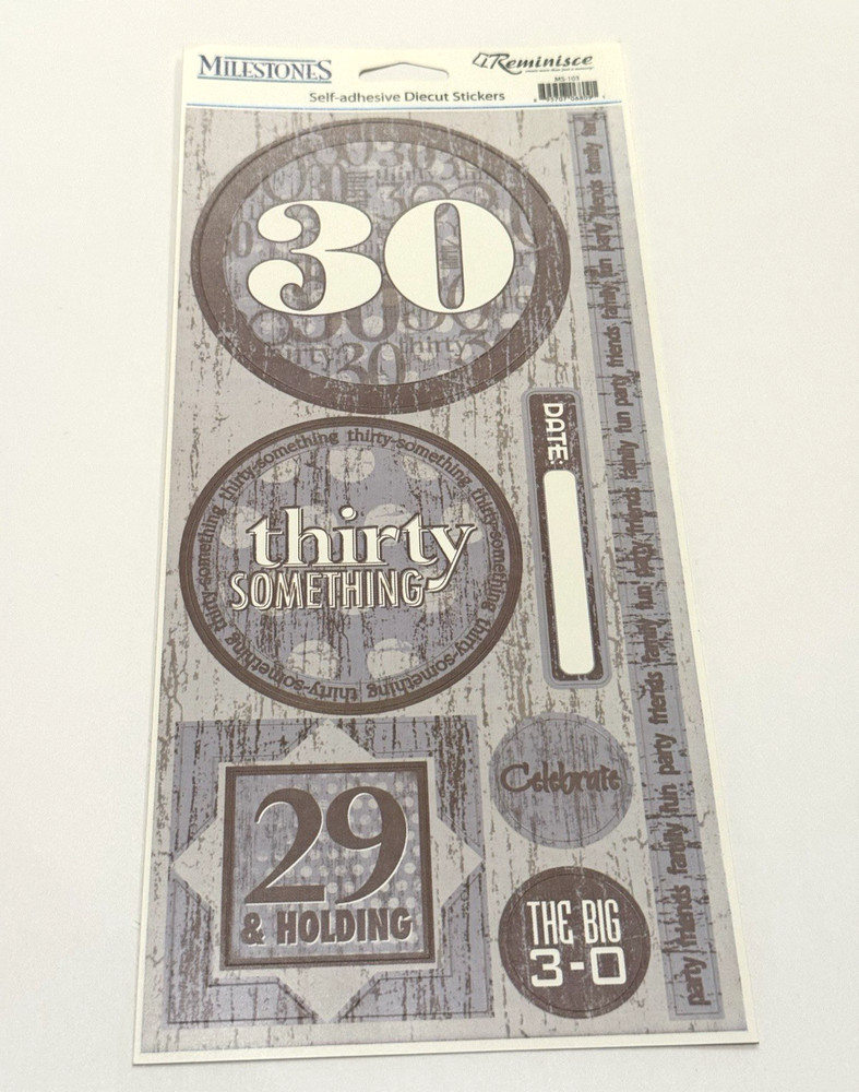 Milestones Reminisce Self-Adhesive Die Cut Stickers 30 Birthday Party MS103 NEW