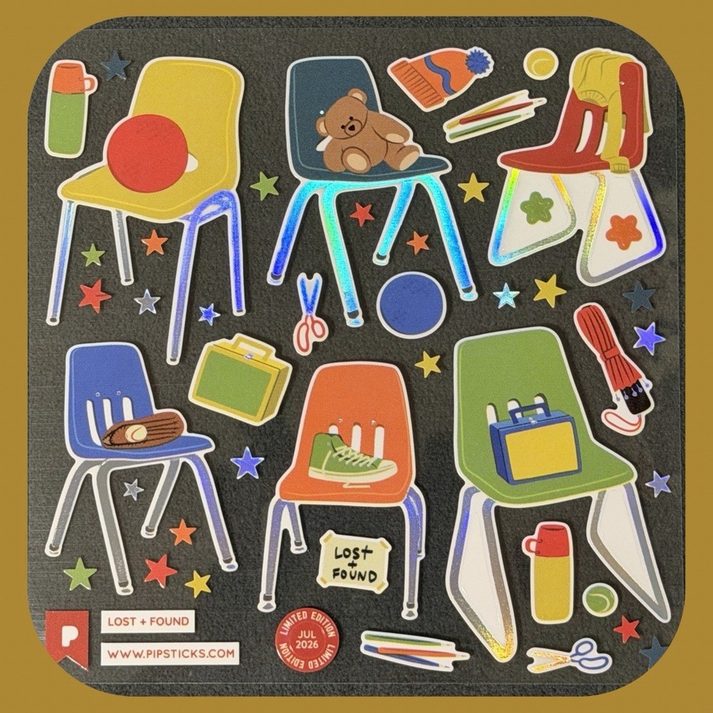 Pipsticks LIMITED EDITION July 2026 “Lost + Found” Sticker Sheet (4x4in)