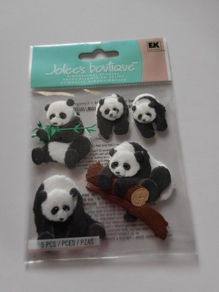 Crafts Stickers Jolee’s Panda Bears Big Small Bear Leaves Pandas Fuzzy Log