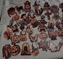 Halloween Stickers Vintage Style Orange Cream Black Pumpkin Witches Ghosts 40+