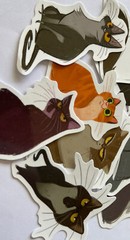 CAT ASSORTMENT Stickers(6pc) •Fuzzy•Meow•Kitten•Pet•Feline •Cute•Fur•Whiskers•