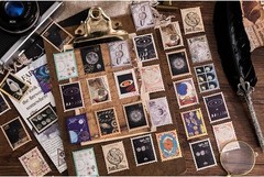 45pcs Gold Foiled Galaxy Space Stickers Pack, Full moon, Crescent moon,Astrology