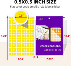 2400PCS Colored Dot Stickers 1/2″ round Color Code Multicolor Small Stickers Pol