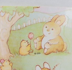 Vintage Gibson Easter Sticker Sheet Anthropomorphic Bunnies Chicks Pastel 80s