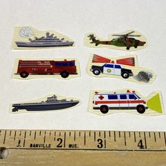 Vintage Sticker Sandylion Foil Emergency Vehicles – Good Cond Used Scrapbook