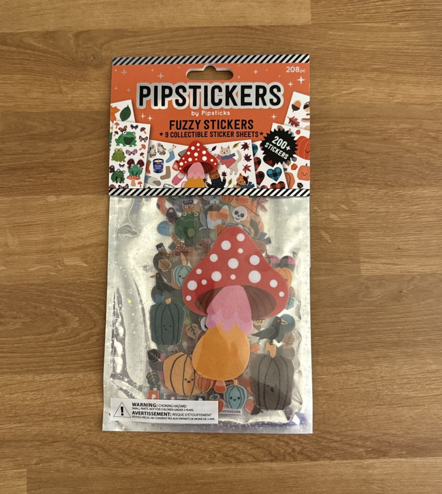 Pipsticks Fuzzy Stickers Pipstickers Fall Halloween Autumn Craft 208 pc NEW