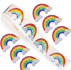 40 Pieces Round 1.1″ Shiny Glitter Rainbow Stickers Party Decor Envelope Seals