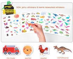 Jelly Reusable Sticker Books for Toddlers 1-3 2-4 Years, Portable Travel Toys St