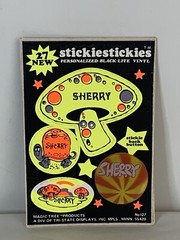 Vintage 1970’s Black Light «Sherry» Name Mushroom Lenticular Turtle Sticker Shee