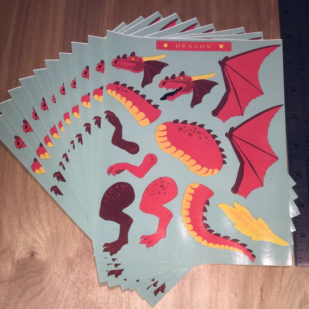 10 Mrs Grossmans Create Dragon Repositionable Stickers Fantasy Castle Slayer