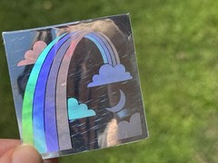 Vintage RAINBOW Hologram Holographic Sticker Decal MYLAR FOIL