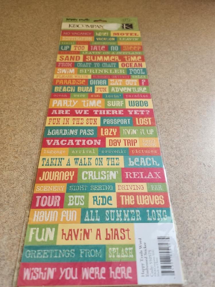K & Company~Happy Trails/Summer~Embossed Stickers for scrapbooking/crafts