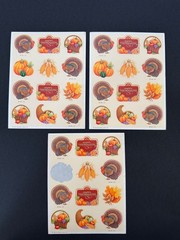 (251) Total Vintage Thanksgiving Stickers Hallmark 1983 1990s NEW SHEETS