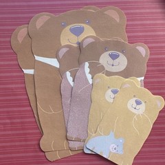 Vintage 1989 Three Teddy Bears Diecut Note Stationery Paper – 6 Sheets Total Lot