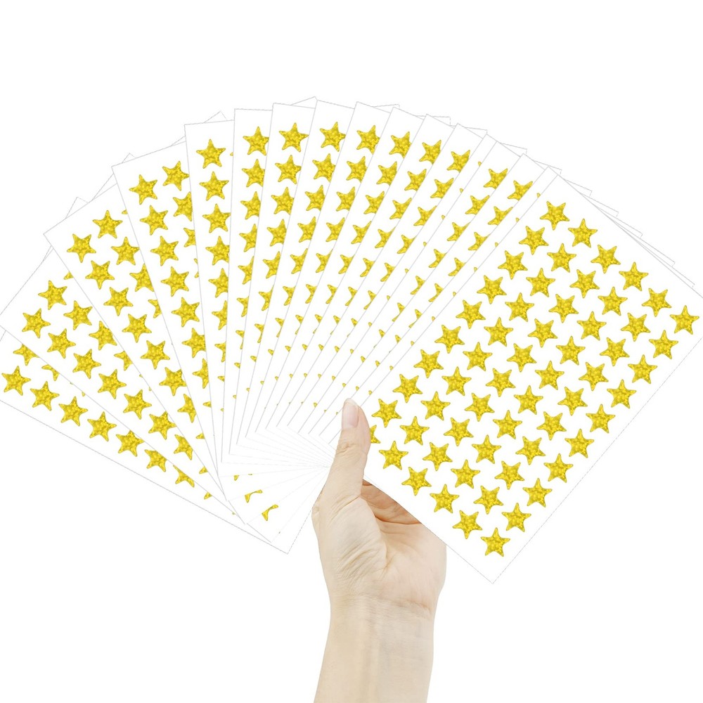 1800 Gold Star Stickers, 30 Sheets Holographic Mini Reward Stickers