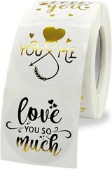 Valentine Stickers Seals 1.5“ 500pcs in One Roll for Gift Box Décor Valentine