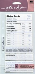 Sister Facts, 4×7″ scrapbook stickers Sticko NU06 – EK Success