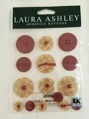 NEW Lot 4 Laura Ashley Adhesive Buttons Envelopes Maroon Floral Plaid -E