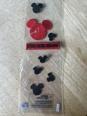 Disney Mickey Mouse Embroidered Stickers Scrapbook Ears Red Black