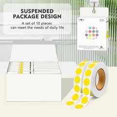 10000pcs 1/2 Inch Diameter Round Color-Code Dot Stickers, 10 Rolls Adhesive Y…