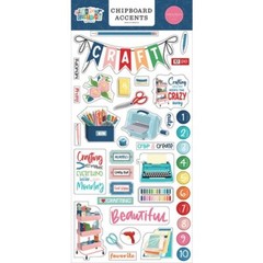 CARTA BELLA CHIPBOARD ACCENTS ~HAPPY CRAFTING~ LARGE 6″X13″~SCRAPBOOKING