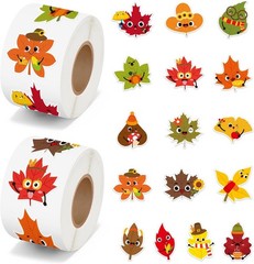 1000 Pcs Fall Maple Leaf Stickers Cartoon Style Waterproof for Indoor Outdoor