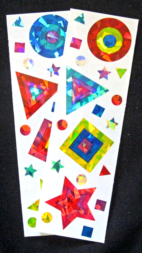 Mrs Grossman Two Vintage 2×6″ Sticker Sheets ‘Sparkle Shapes’ (c-1999)