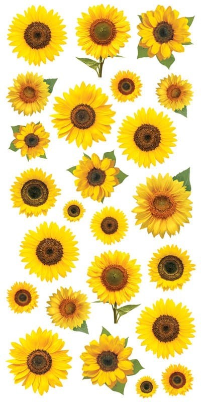 Crafts Stickers Sunflowers Yellow Flowers Real Look Various Shapes & Sizes