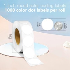 1 Inch Round Color Coding Labels, 1000 PCS Per Roll White Color Coded Dot Sti…