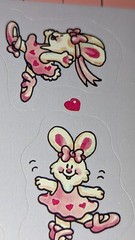 Vintage Stickers 3M Post It Ballerina Bunny Ballet 1 Sheet